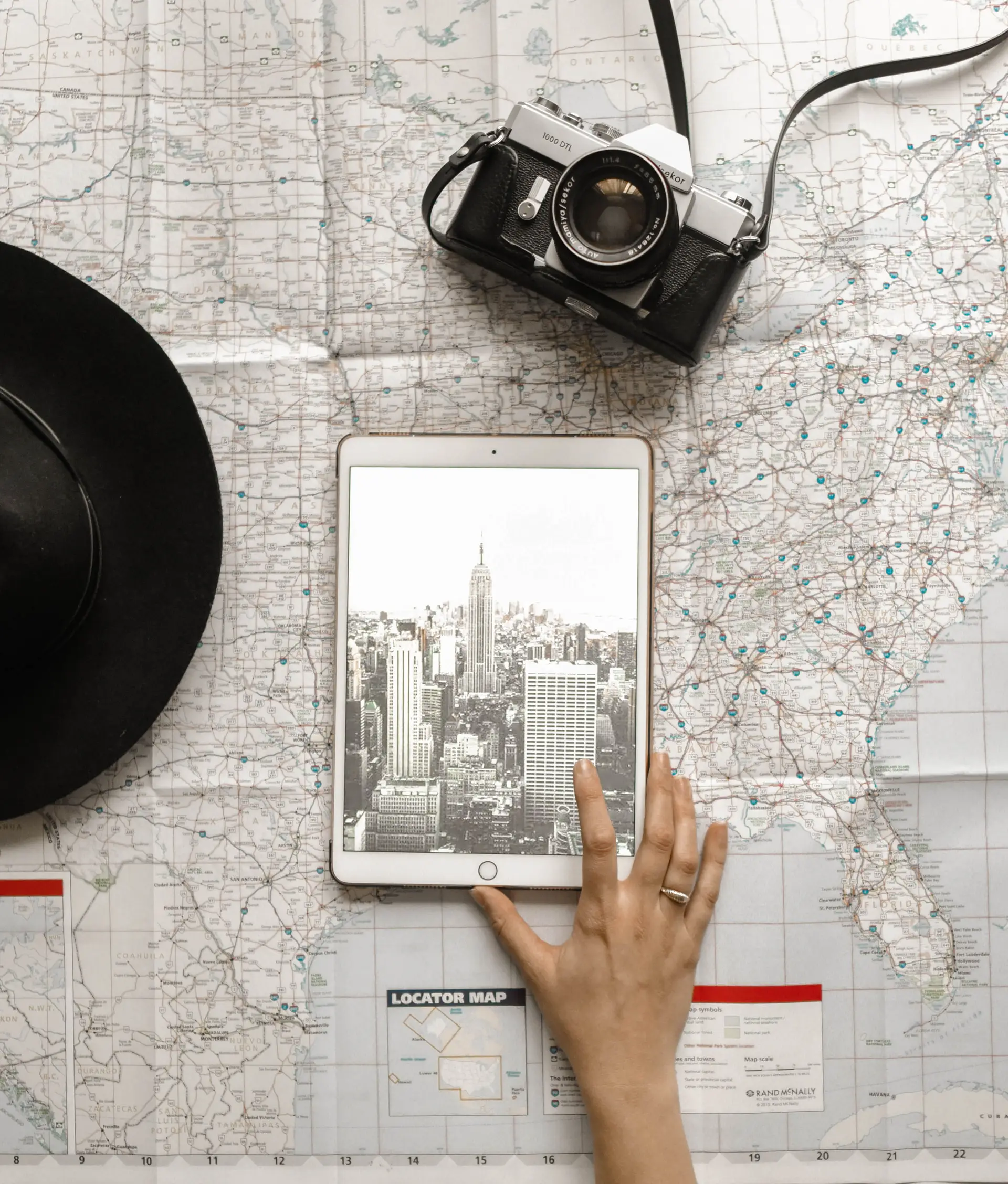 Travel planning map and camera